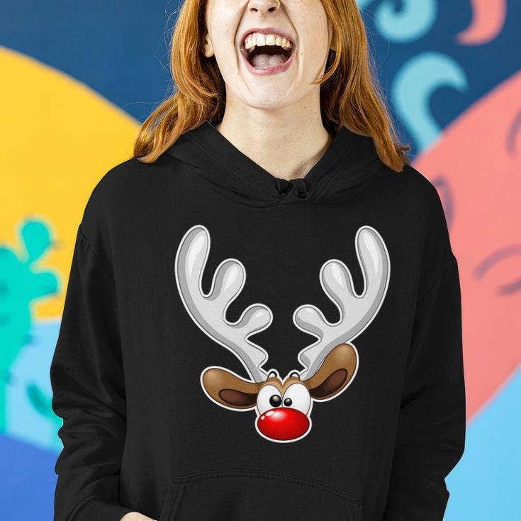 Christmas Red Nose Reindeer Face Graphic Design Printed Casual Daily Basic Women Hoodie Gifts for Her