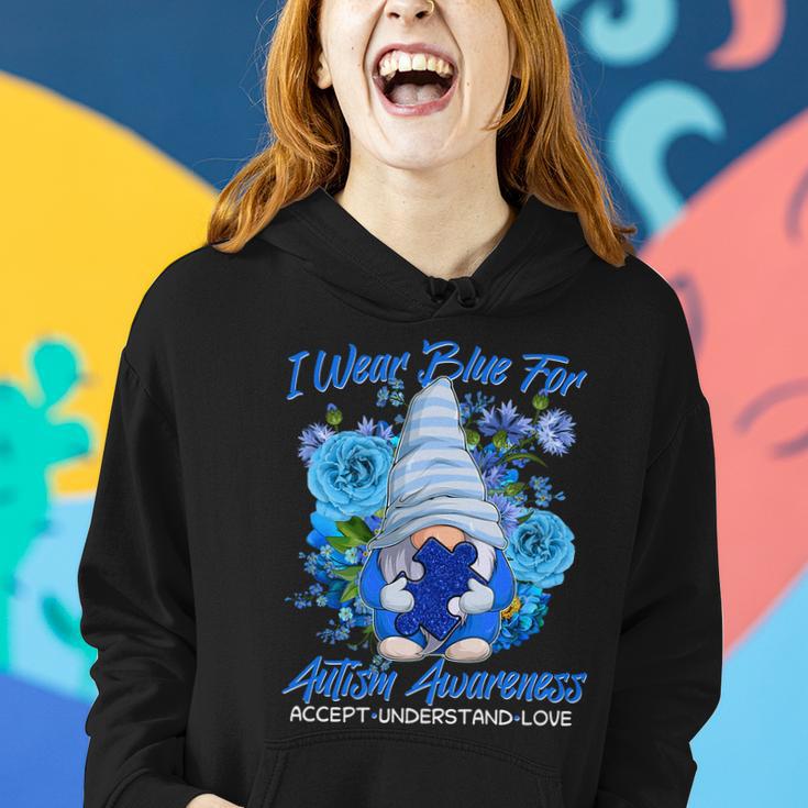 Cool I Wear Blue For Autism Awareness Accept Understand Love Flower Gnome Tshirt Women Hoodie Gifts for Her