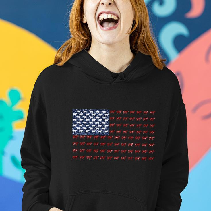 Cow American Flag Us 4Th Of July Farm Women Hoodie Gifts for Her
