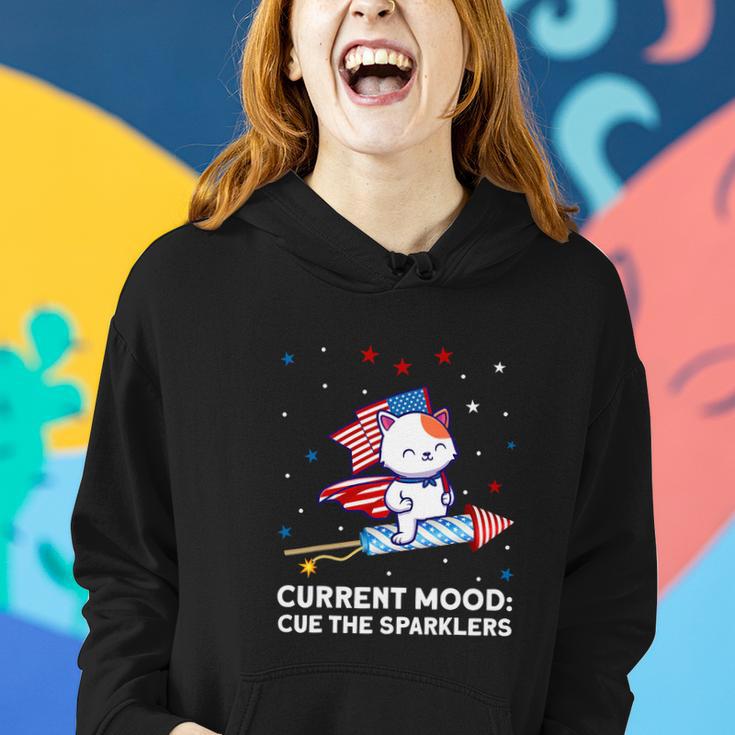 Current Mood Cue The Sparklers 4Th Of July Women Hoodie Gifts for Her