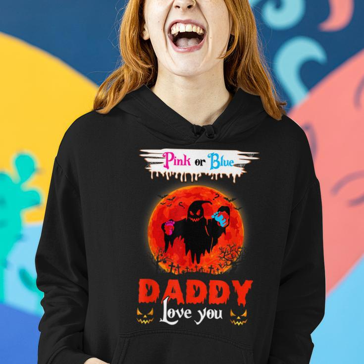 Daddy Pink Or Blue Gender Reveal Moon Witch Halloween Party Women Hoodie Gifts for Her