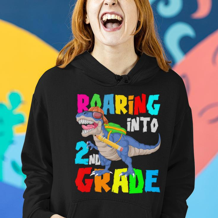 Dinosaur Roaring Into 2Nd Grade Women Hoodie Gifts for Her