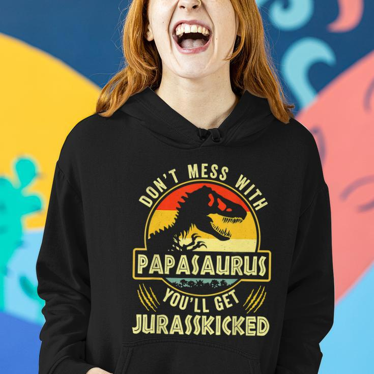 Dont Mess With Papasaurus Youll Get Jurasskicked Fathers Day V2 Women Hoodie Gifts for Her