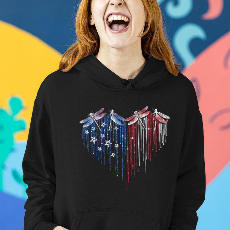 Dragonfly 4Th Of July Usa Flag America Patriotic Usa Women Hoodie Gifts for Her