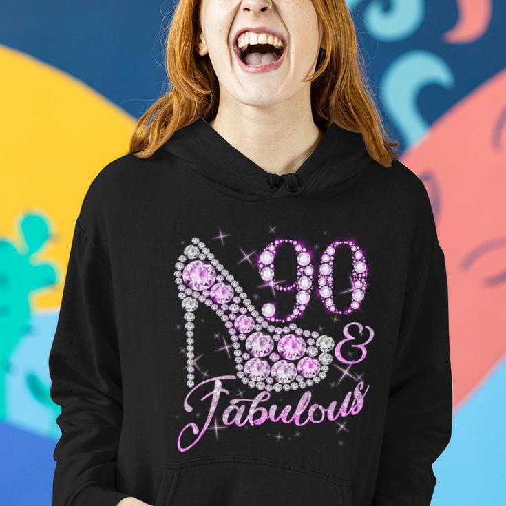 Fabulous & 90 Sparkly Shiny Heel 90Th Birthday Tshirt Women Hoodie Gifts for Her