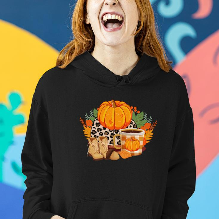 Fall Season Lovers Pumpkin Shoes Sweater Weather Women Hoodie Graphic Print Hooded Sweatshirt Gifts for Her