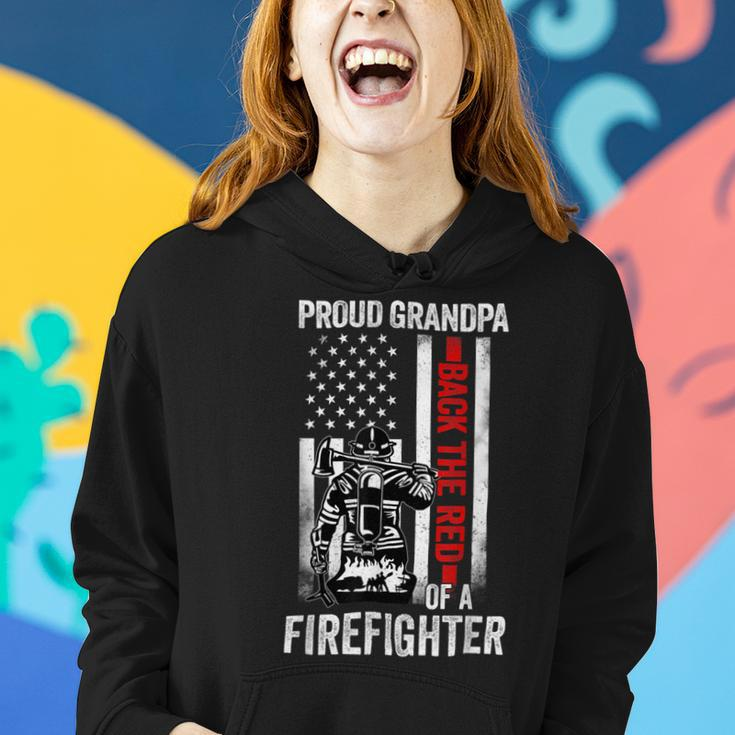Firefighter Proud Grandpa Of A Firefighter Back The Red American Flag Women Hoodie Gifts for Her