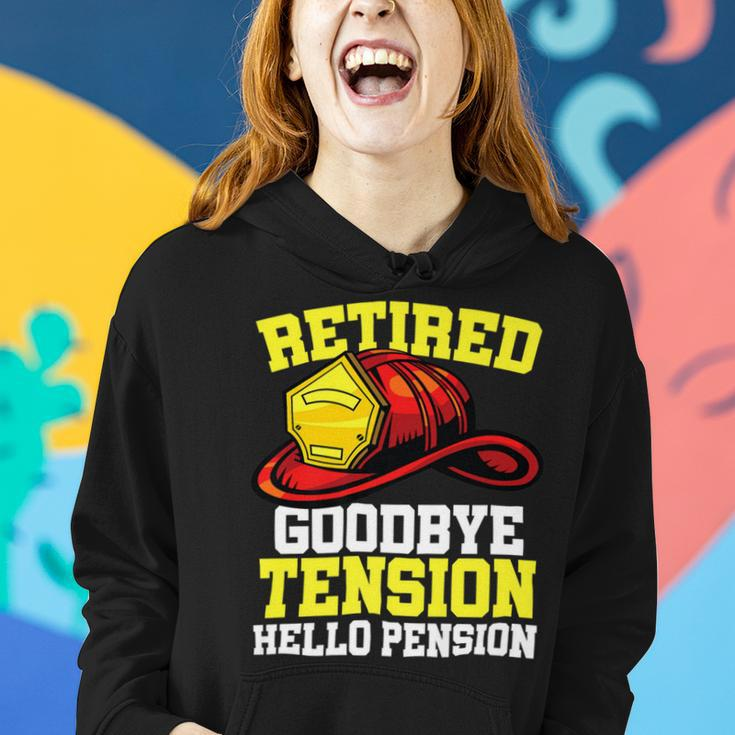 Firefighter Retired Goodbye Tension Hello Pension Firefighter Women Hoodie Gifts for Her