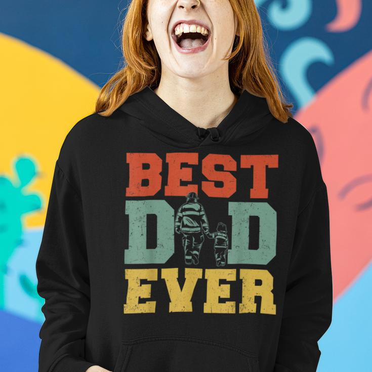 Firefighter Retro Best Dad Ever Firefighter Daddy Happy Fathers Day V3 Women Hoodie Gifts for Her