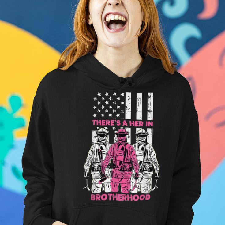 Firefighter Theres A Her In Brotherhood Firefighter Fireman Gift_ V2 Women Hoodie Gifts for Her