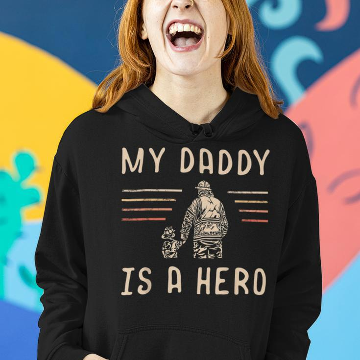 Firefighter Usa Flag My Daddy Is A Hero Firefighting Firefighter Dad V2 Women Hoodie Gifts for Her