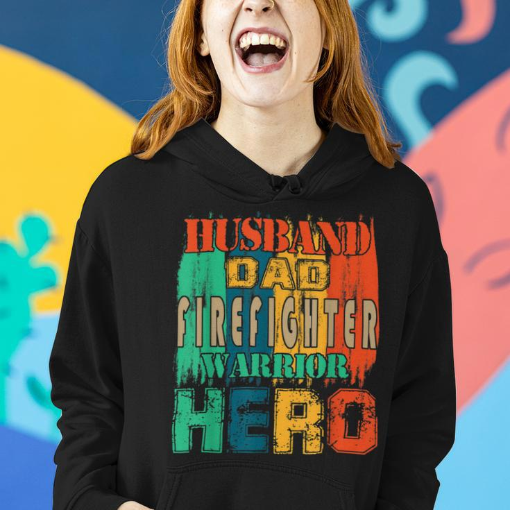 Firefighter Vintage Retro Husband Dad Firefighter Hero Matching Family V2 Women Hoodie Gifts for Her
