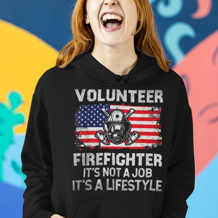 Firefighter Volunteer Firefighter Lifestyle Fireman Usa Flag Women Hoodie Gifts for Her