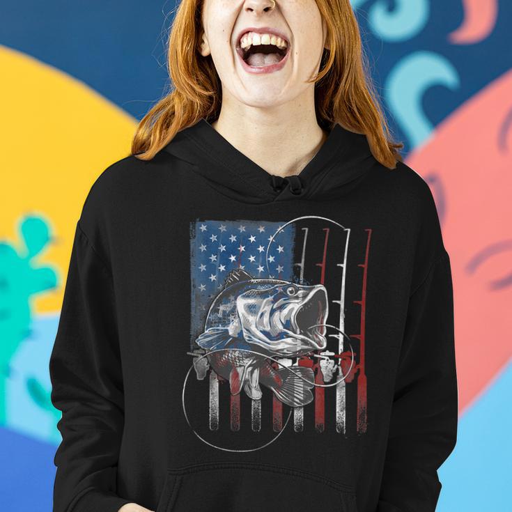 Fishing American Flag Vintage Usa Bass Fisherman Tshirt Women Hoodie Gifts for Her