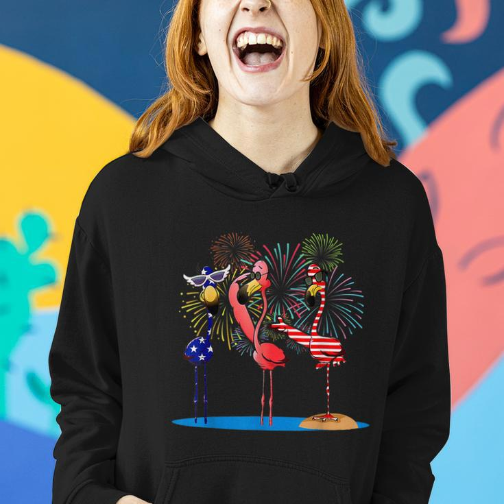 Flamingo 4Th Of July American Flag Flamingo Independence Women Hoodie Gifts for Her
