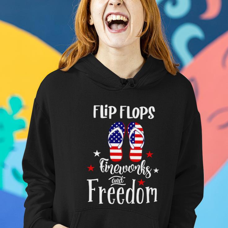 Flip Flops Fireworks Funny 4Th Of July Patriotic Women Hoodie Gifts for Her