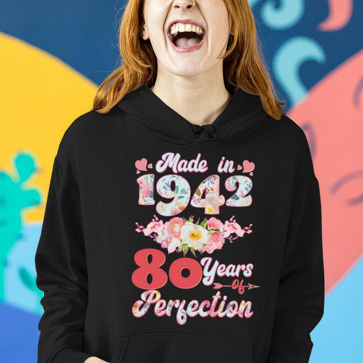 Flower Floral Made In 1942 80 Years Of Perfection 80Th Birthday Women Hoodie Gifts for Her