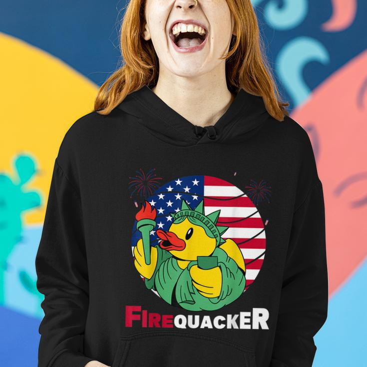 Funny Fourth Of July Usa Patriotic Firecracker Rubber Duck Funny Gift Women Hoodie Gifts for Her