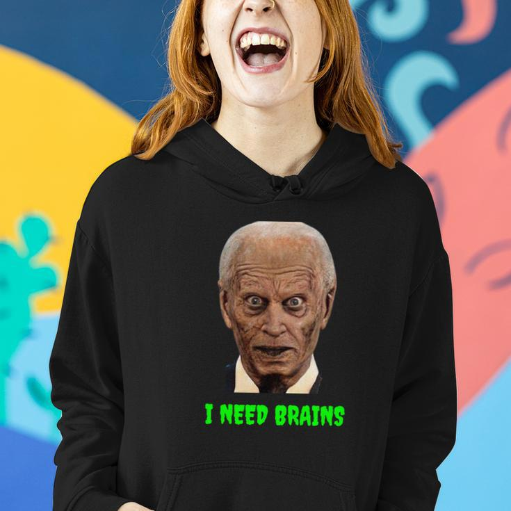 Funny Halloween Zombie Joe Biden I Need Brains Tshirt Women Hoodie Gifts for Her