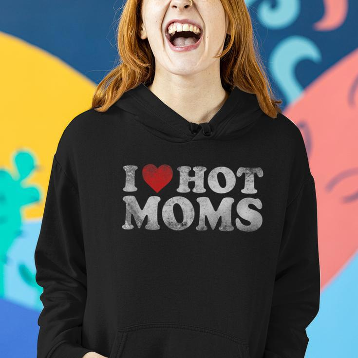 Funny I Love Hot Moms Distressed Retro Vintage Funny Valentines Gift Tshirt Women Hoodie Gifts for Her