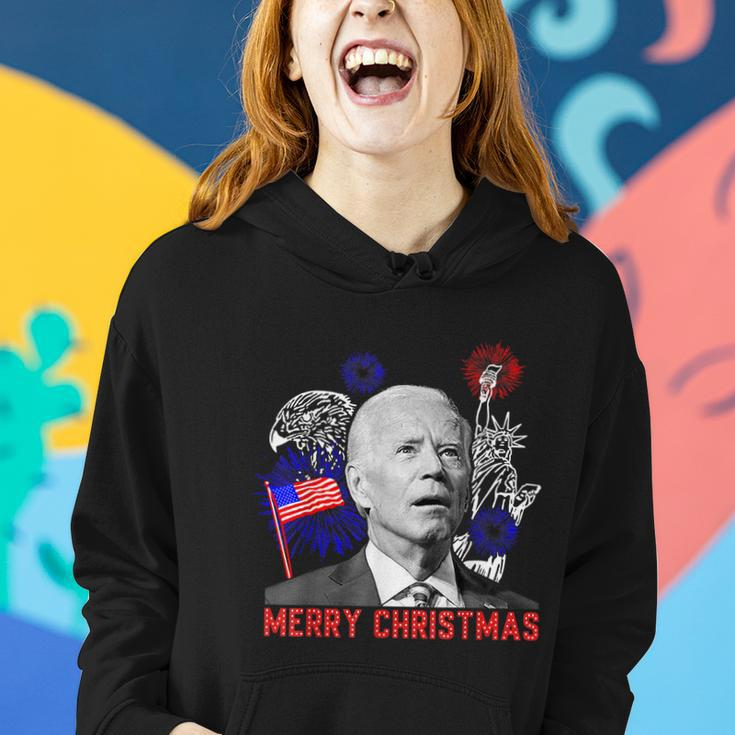 Funny Joe Biden Happy Christmas In July Usa Flag V2 Women Hoodie Gifts for Her