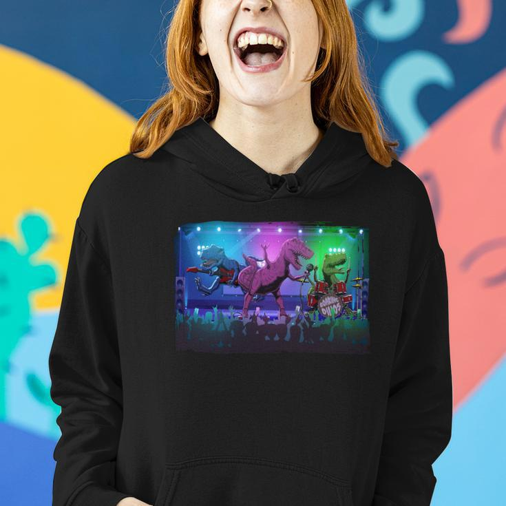 Funny Trex Dinosaurs Rock Band Concert Women Hoodie Gifts for Her