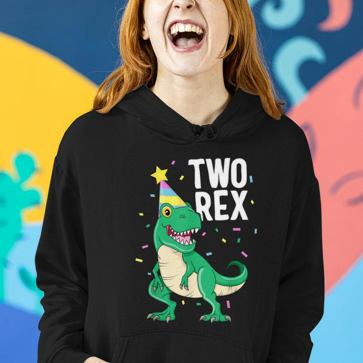 Funny Two Rex 2Nd Birthday Boy Gift Trex Dinosaur Party Happy Second Gift Women Hoodie Gifts for Her