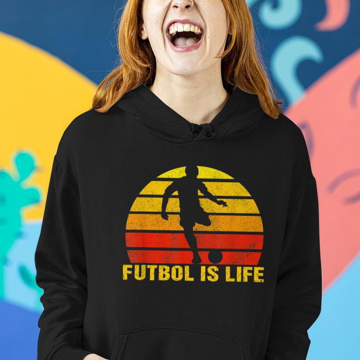 Futbol Is Life Vintage Soccer Player Sports Futbol Women Hoodie Gifts for Her