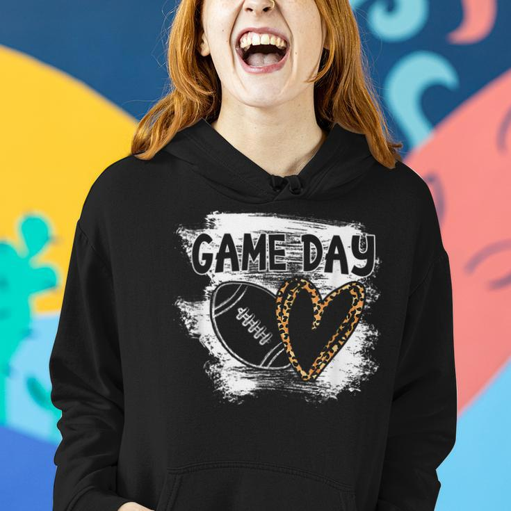 Game Day Football Player Mom Leopard Cheetah Football Fan Women Hoodie Graphic Print Hooded Sweatshirt Gifts for Her