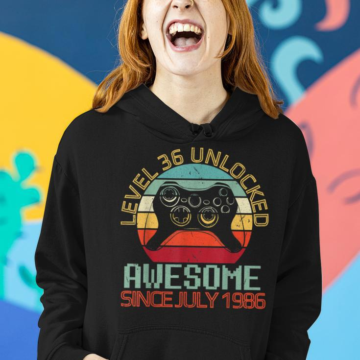 Gamer Level 36 Yrs Birthday Unlocked Awesome Since July 1986 Women Hoodie Gifts for Her