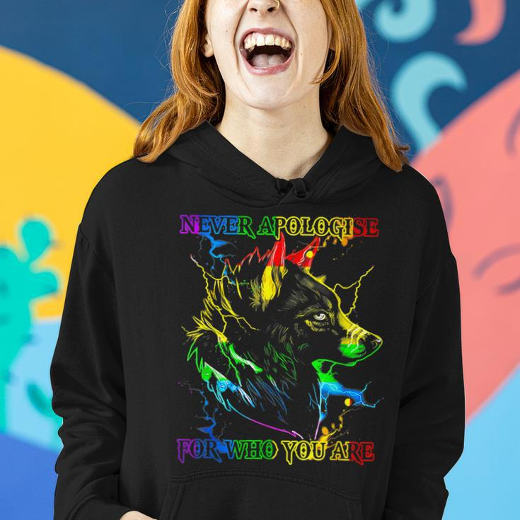 Gay Wolfs Rainbow Wolfs Skin Gay Pride Lgbt Women Hoodie Graphic Print Hooded Sweatshirt Gifts for Her