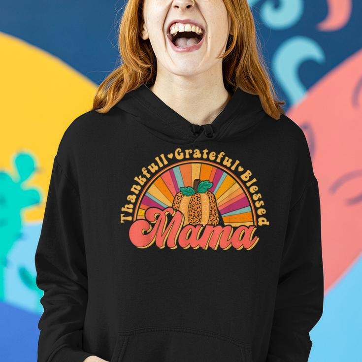 Groovy Thankful Grateful Blessed Mama Retro Pumpkin Fall Women Hoodie Gifts for Her