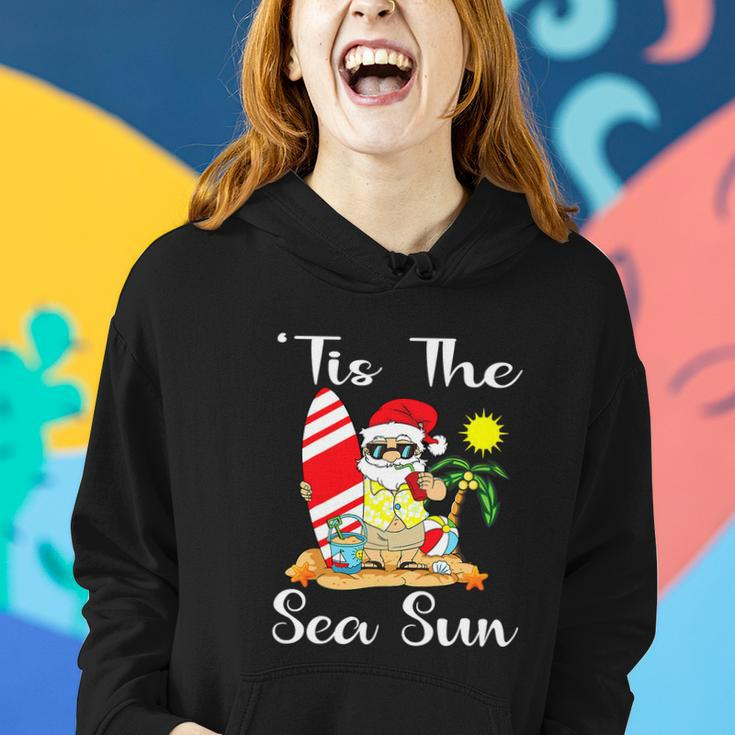 Happy Christmas In July Santa Surfing Lake Party Women Hoodie Gifts for Her