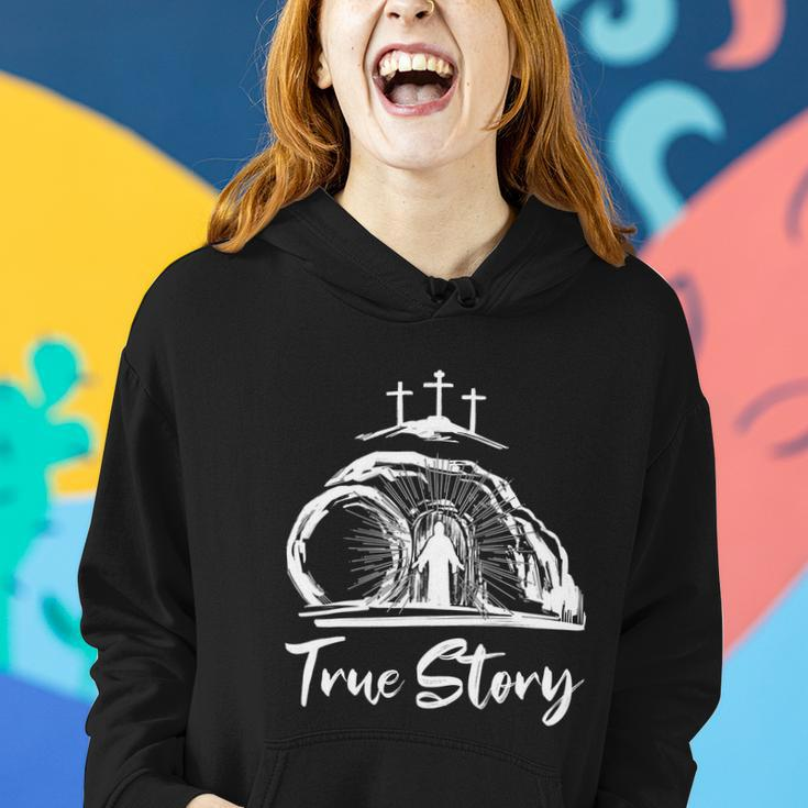 He Is Risen Cross Jesus Easter Day Christians True Story Women Hoodie Gifts for Her
