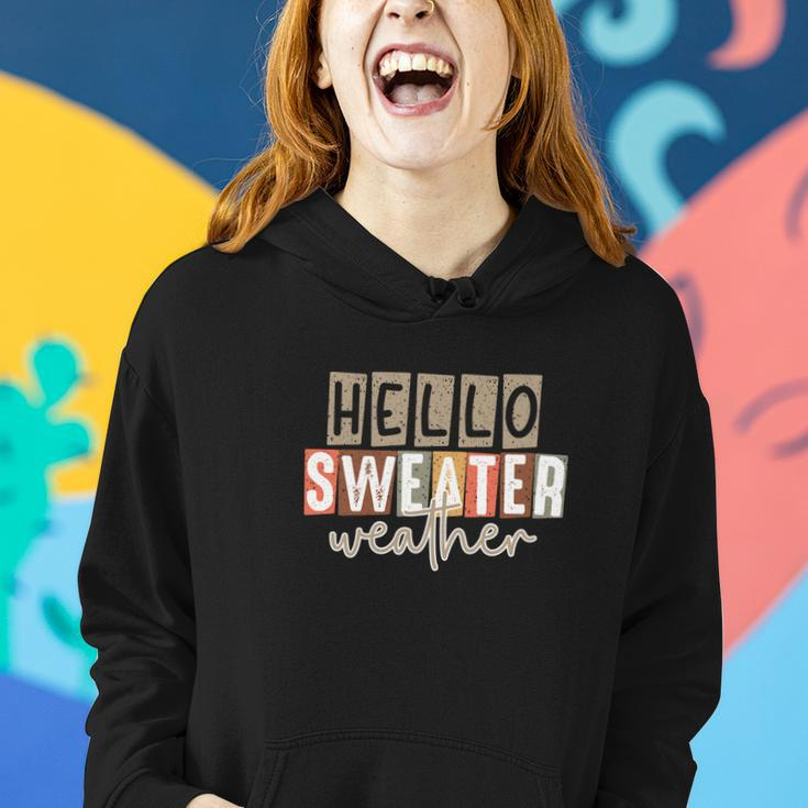 Hello Sweater Weather Fall Favorite Season Women Hoodie Graphic Print Hooded Sweatshirt Gifts for Her