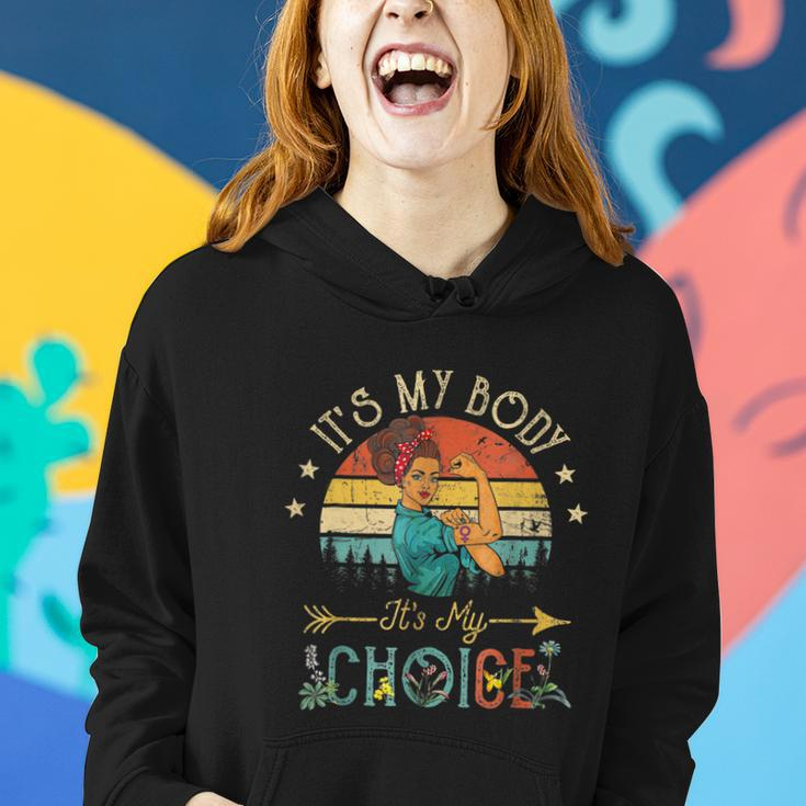 Its My Body Choice Feminist Womens Floral Feminist Retro Women Hoodie Gifts for Her