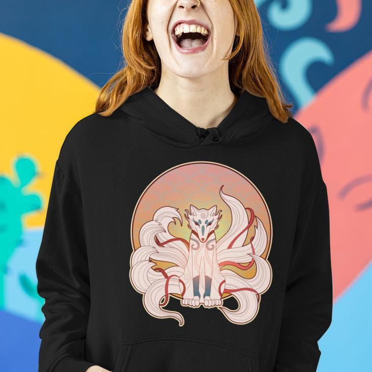 Japanese Nine Tails Kitsune Fox Emblem Pattern Women Hoodie Gifts for Her