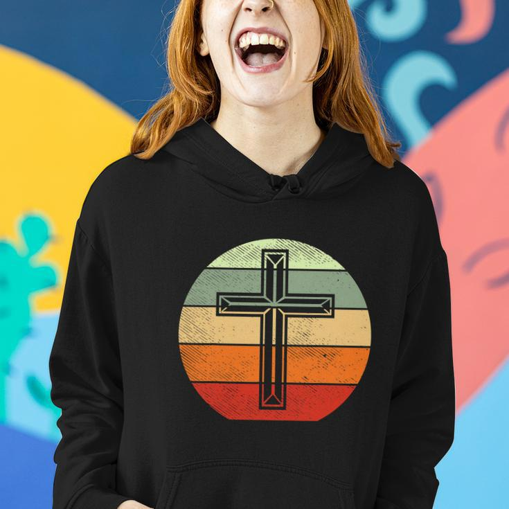 Jesus Retro Cross Christ God Faith Religious Funny Christian Women Hoodie Gifts for Her