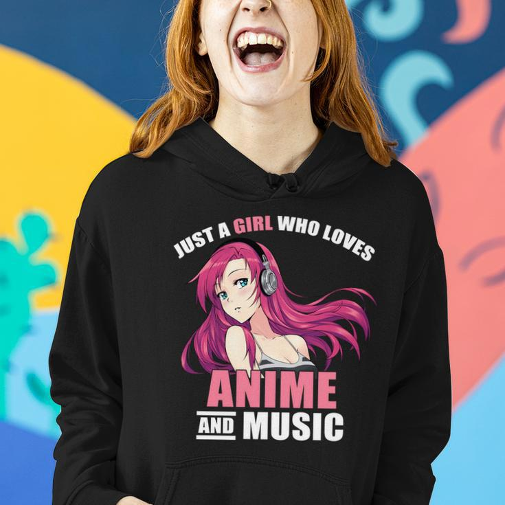 Just A Girl Who Like Anime And Music Funny Anime Women Hoodie Gifts for Her