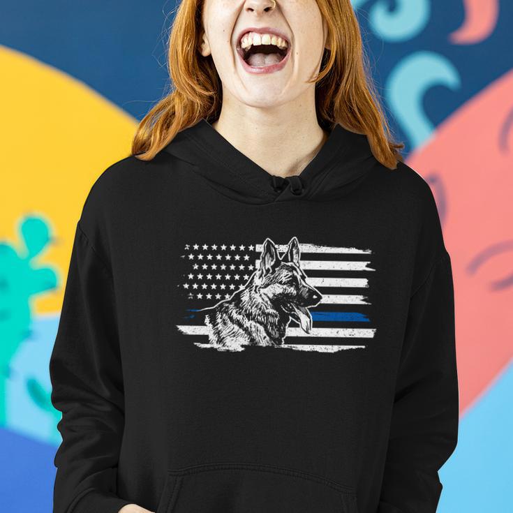 Kfunny Gift9 Unit German Shepherd Dog Thin Blue Line Patriotic Police Gift Women Hoodie Gifts for Her