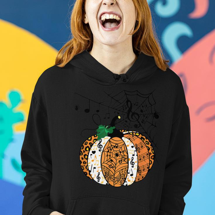 Leopard Pumpkin Music Teacher Funny Halloween Spooky Season Women Hoodie Gifts for Her