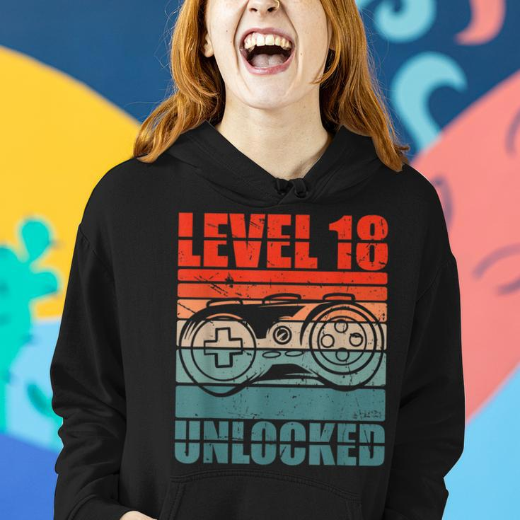 Level 18 Unlocked - Video Gamer Boy 18Th Birthday Gaming Women Hoodie Gifts for Her