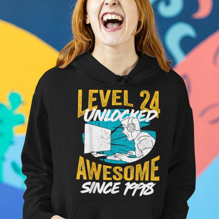 Level 24 Unlocked Awesome 1998 24Th Birthday Man Video Game Women Hoodie Gifts for Her