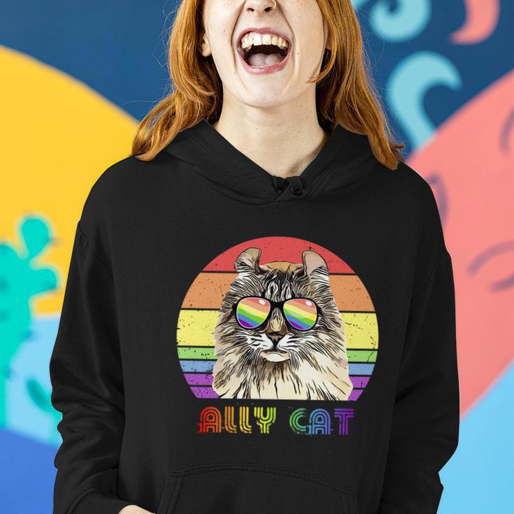 Lgbtq Ally Cat Rainbow Gay Pride Flag Lgbt Funny Gift Women Hoodie Gifts for Her