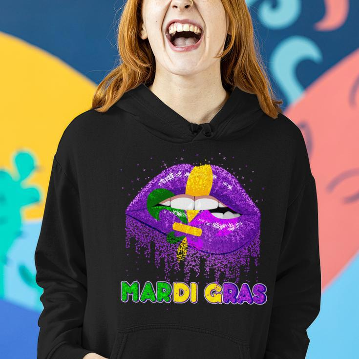 Mardi Gras Sparkle Lips Women Hoodie Gifts for Her