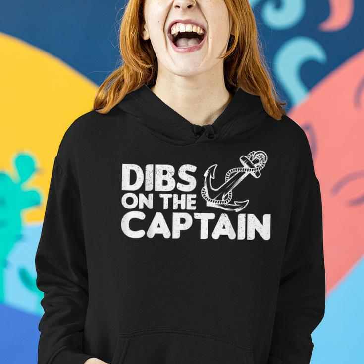 Mens Funny Captain Wife Dibs On The Captain Funny Fishing Quote Women Hoodie Gifts for Her