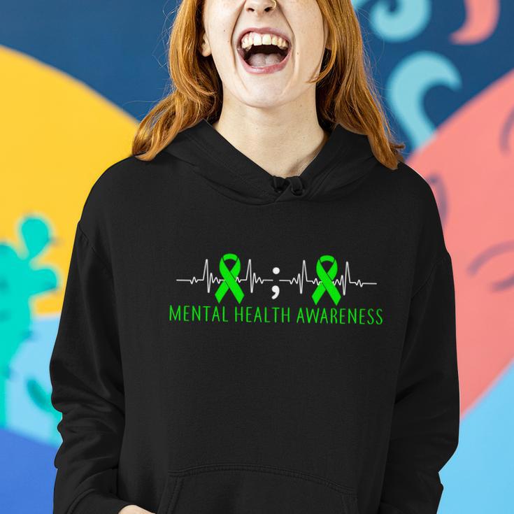 Mental Health Awareness Pulse Ribbon Women Hoodie Gifts for Her