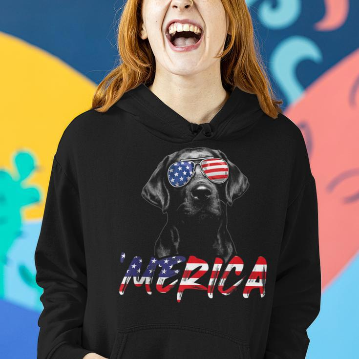 Merica Black Labrador 4Th Of July American Flag Lab Dog Women Hoodie Gifts for Her