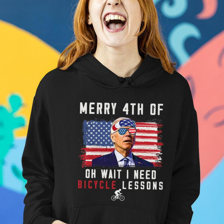 Merry 4Th Of July Biden Bike Bicycle Falls Off Funny V3 Women Hoodie Gifts for Her