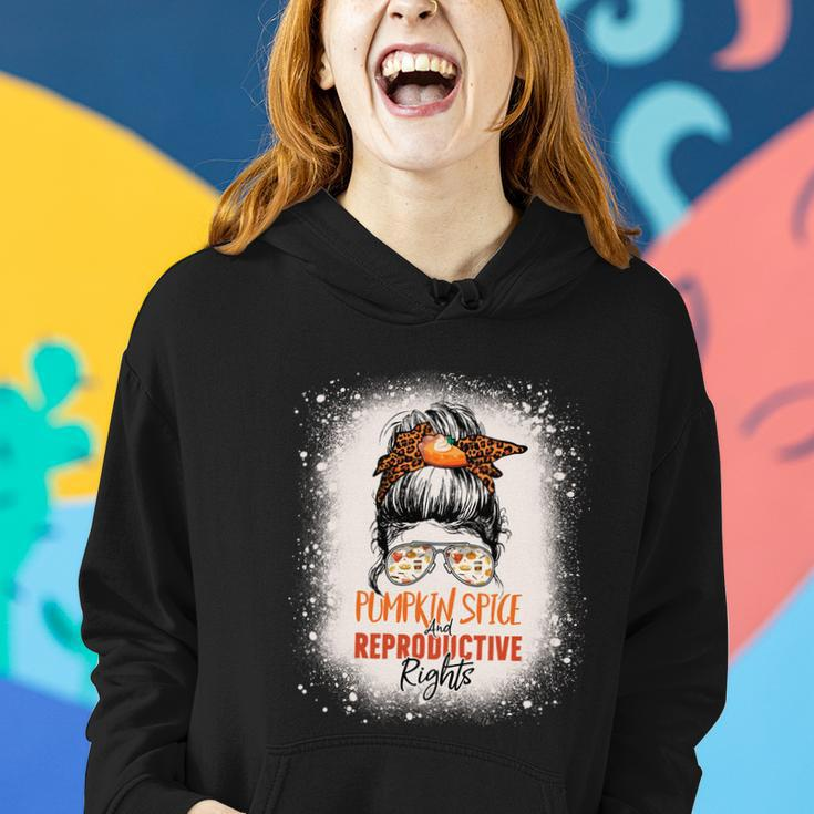 Messy Bun Bleached Pumpkin Spice And Reproductive Rights Cute Gift Women Hoodie Gifts for Her